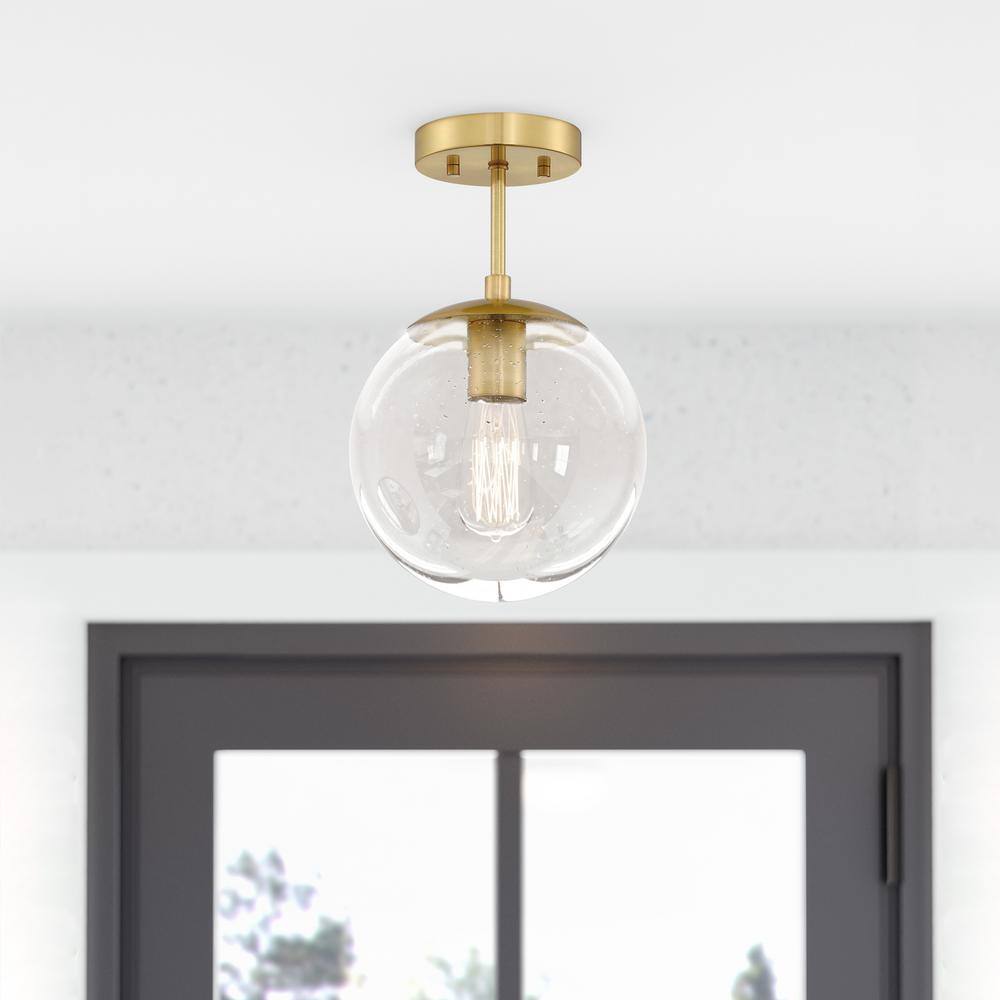 Satin Gold Glass Globe Ceiling Light Fixture