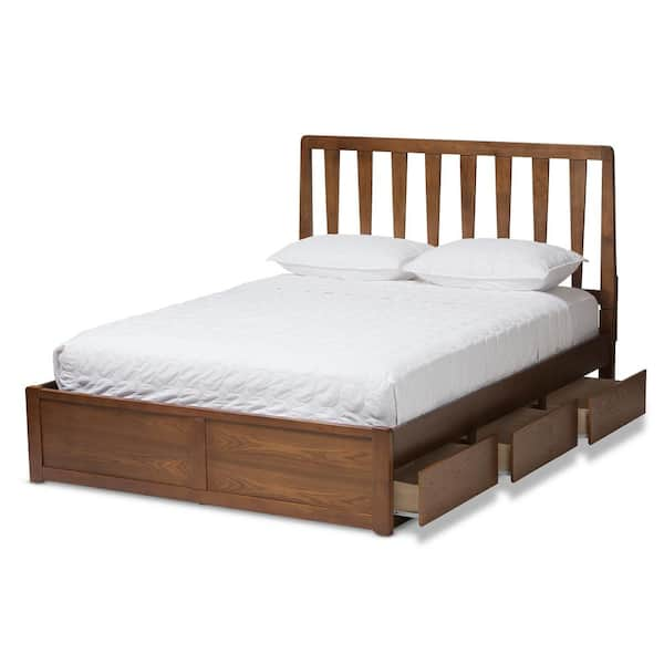 Baxton Studio Raurey Walnut Brown Queen Platform Bed 146 8199 HD