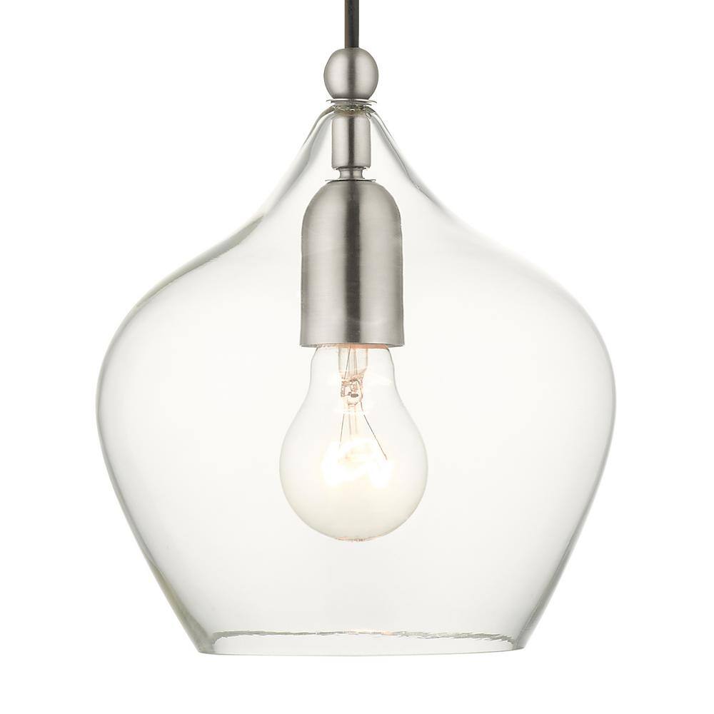 Aldrich Mini Indoor/Outdoor Clear Glass LED Pendant in Brushed Nickel