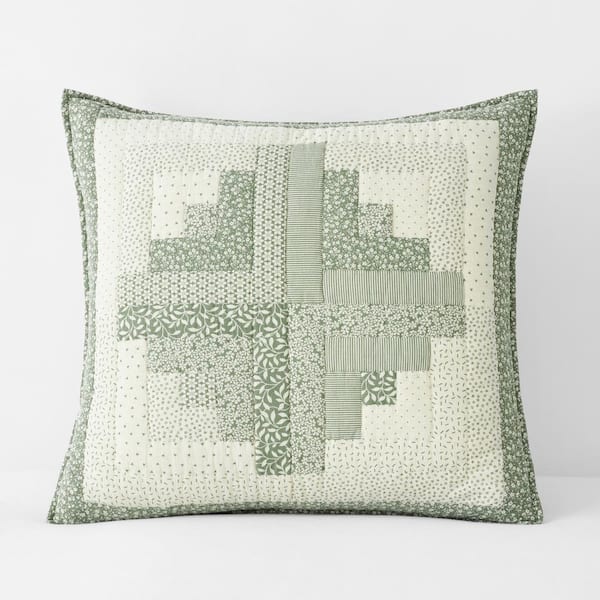 The Company Store Company Cotton Green Leighton Quilted Cotton Euro Sham
