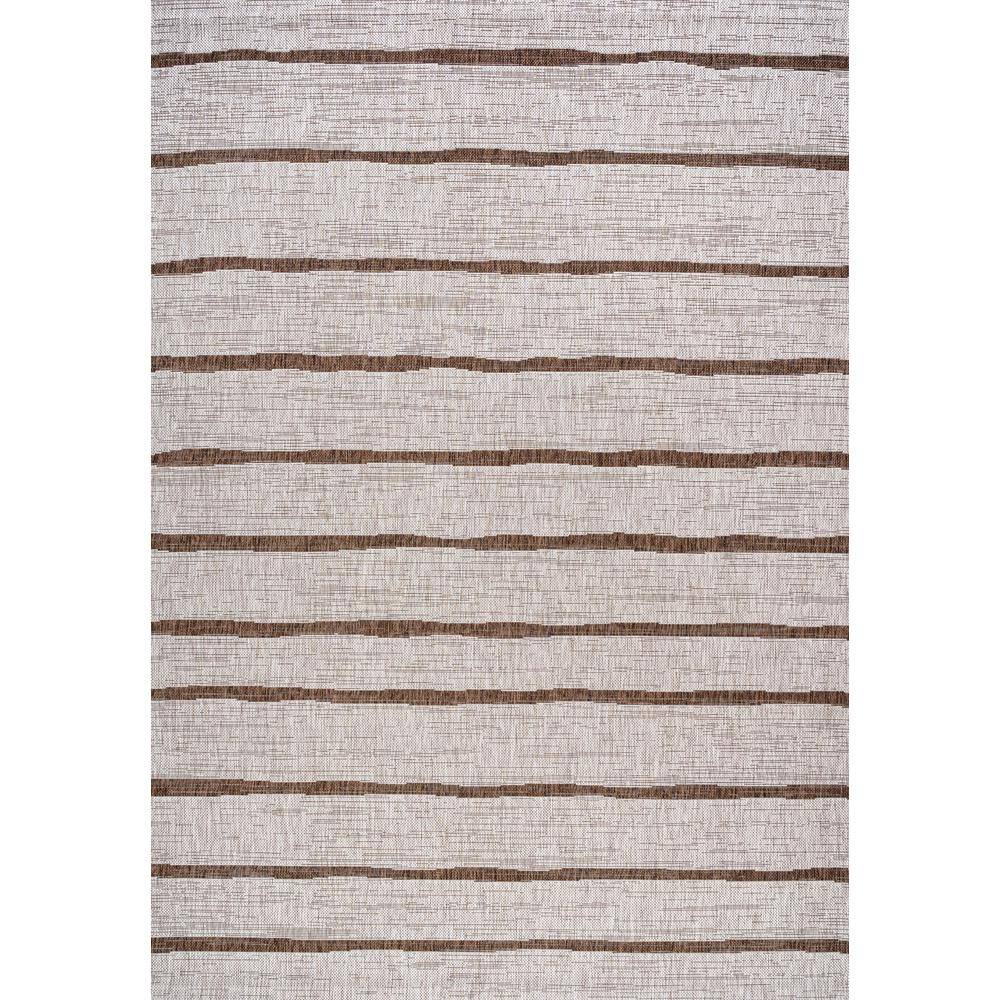 Ivory Berber-Inspired Stripe Synthetic 5x8 Area Rug