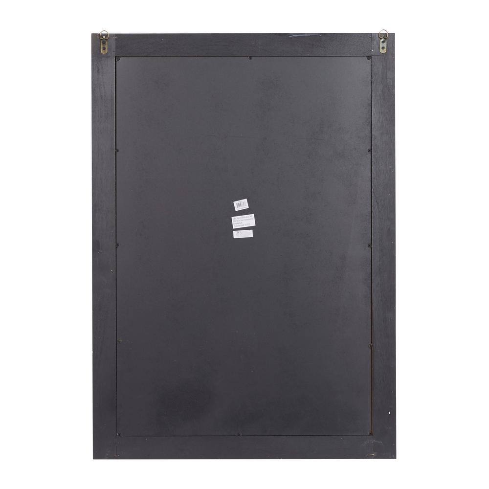 Brown Wood Rectangular Wall Mirror with Beaded Perimeter