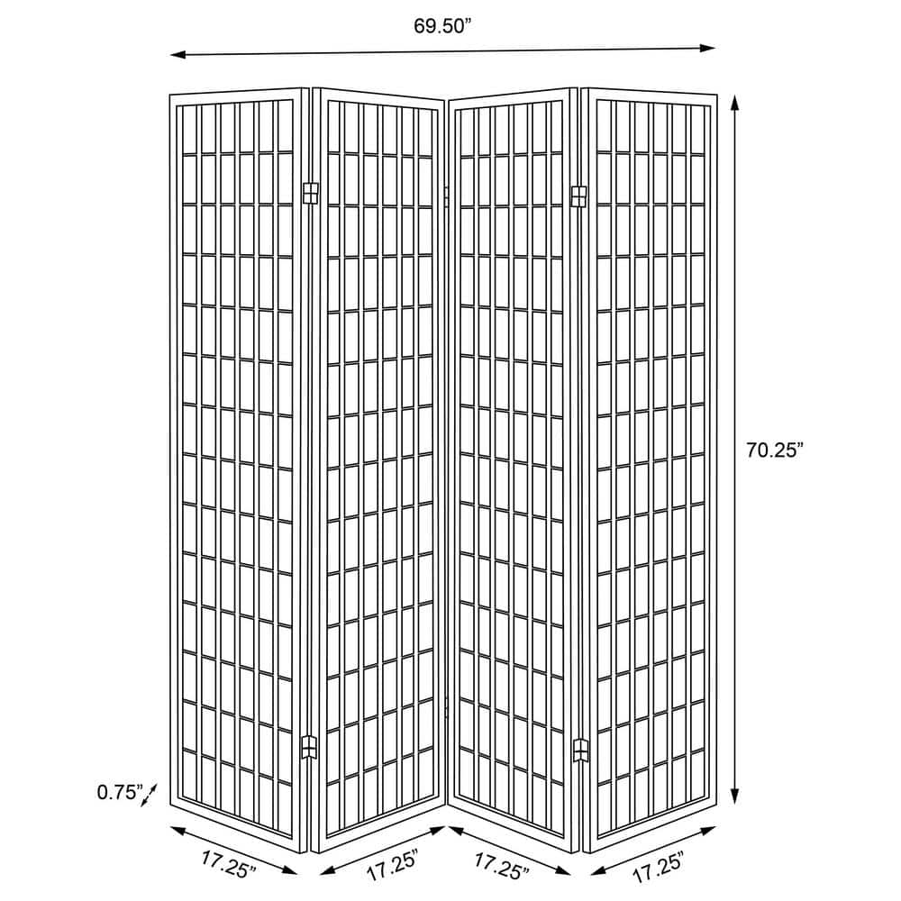 Black and White Shoji 4-Panel Folding Screen Room Divider