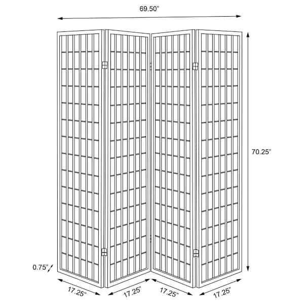 Coaster Black 4-Panel White Folding Screen 4624 - The Home Depot