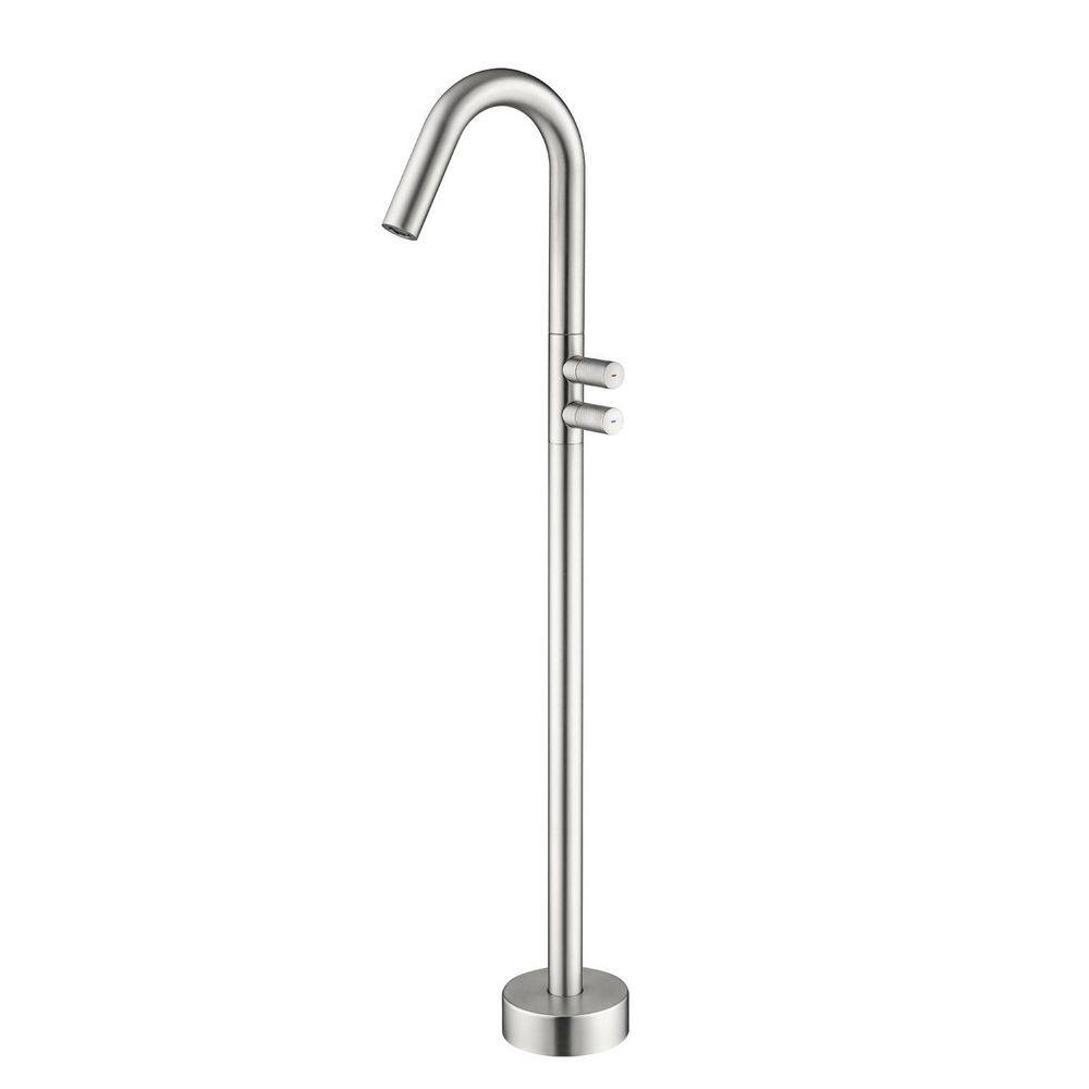Modern Double Handle 360 Degree Spout Deck Mount Free Standing Claw Foot Tub Faucet in Brushed Nickel price history on PriceWatchPro