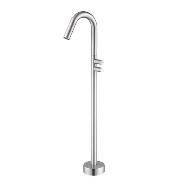 Modern Double Handle 360 Degree Spout Deck Mount Free Standing Claw Foot Tub Faucet in Brushed Nickel