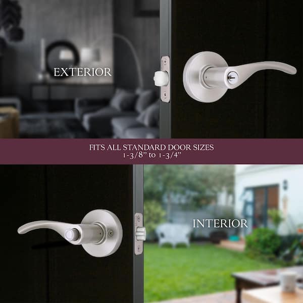 Primrose Satin Nickel Keyed Entry Door Lever Featuring Dual Keyway