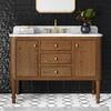Collette 48 in W x 22 in D x 35 in H Single Sink Bath Vanity in Cinnamon Oak With White Carrara Marble Top
