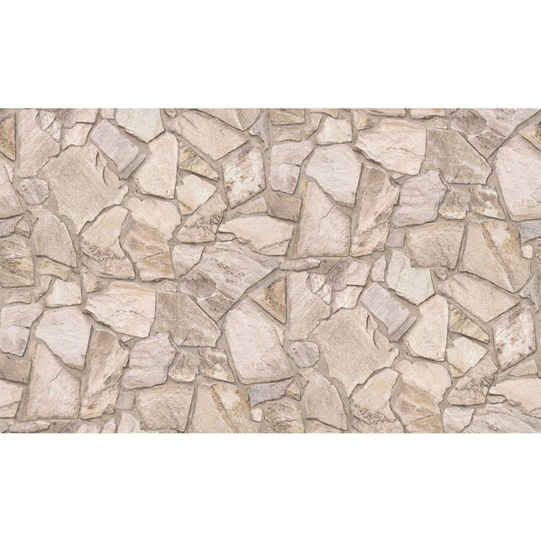 Unbranded Bricks and More Collection Beige Claystone Cottage Motif Matte Finish Vinyl on Non-Woven Non-Pasted Wallpaper Roll