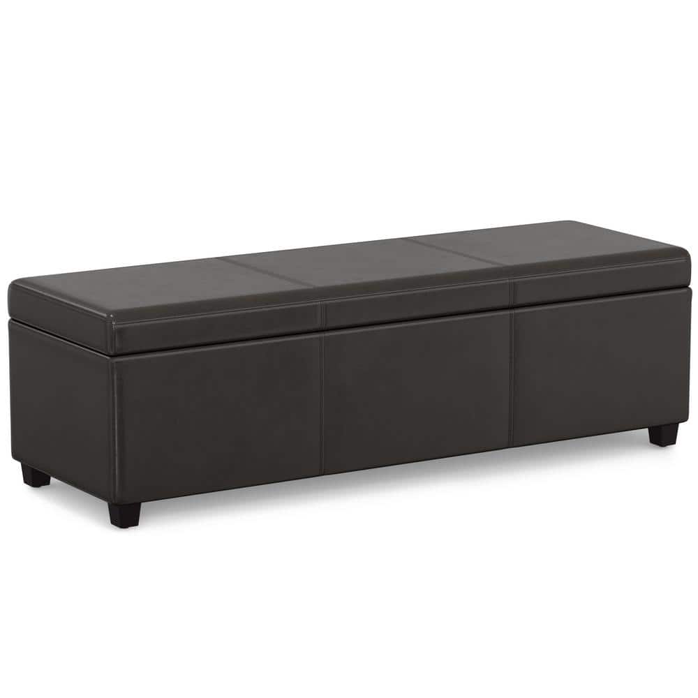 Tanners Brown Faux Leather Extra Large Storage Ottoman Bench