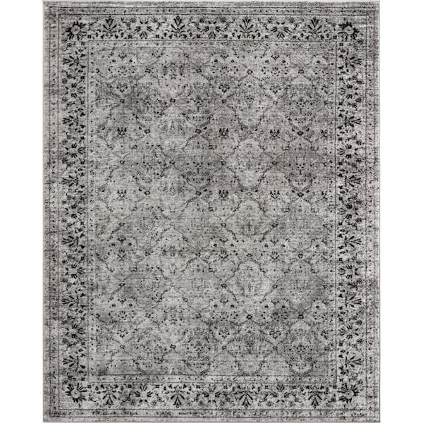 Zazzle Argos Vintage Trellis Border Grey 9 ft. x 12 ft. Area Rug