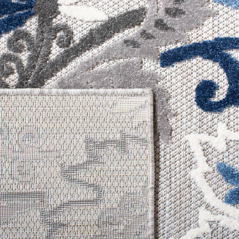 Grey and Blue Floral Synthetic 8' x 10' Area Rug