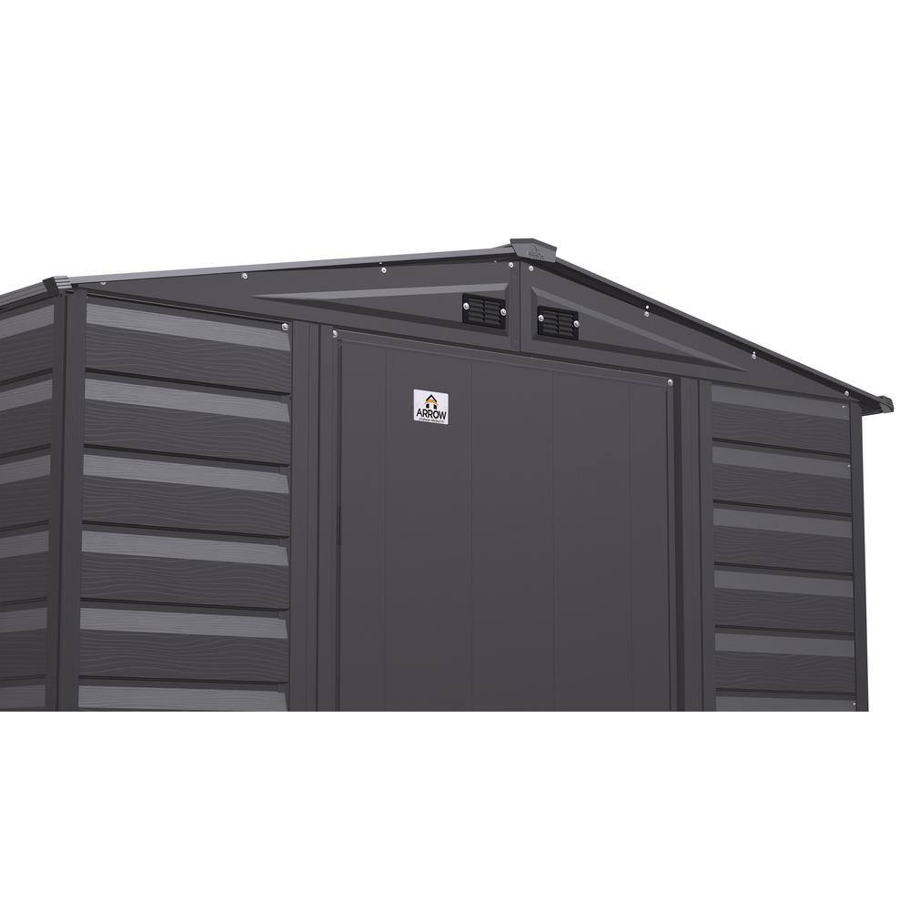 Charcoal Galvanized Steel Peak Roof Storage Shed, 6x5