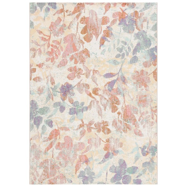 Barbados Beige/Red 5 ft. x 8 ft. Oversized Floral Indoor/Outdoor Area Rug