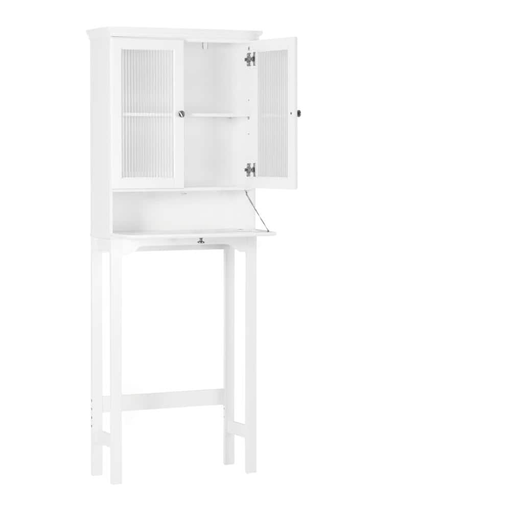 24 in. W x 65.7 in. H x 9.3 in. D White Over The Toilet Storage with Glass Doors and Adjustable Shelf price history on PriceWatchPro
