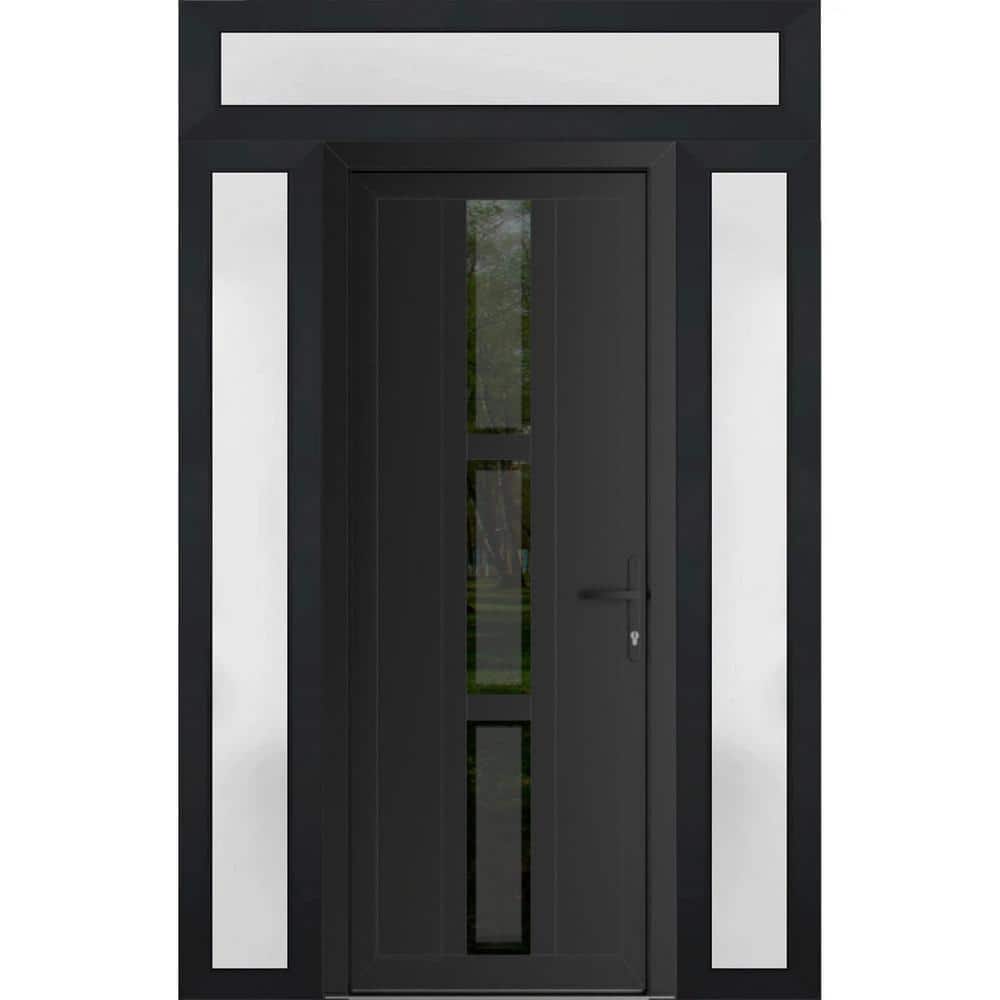 60 in. x 94 in. Left-hand/Inswing Mirrored Glass Matte Black Steel Prehung Front Door with Hardware price history on PriceWatchPro
