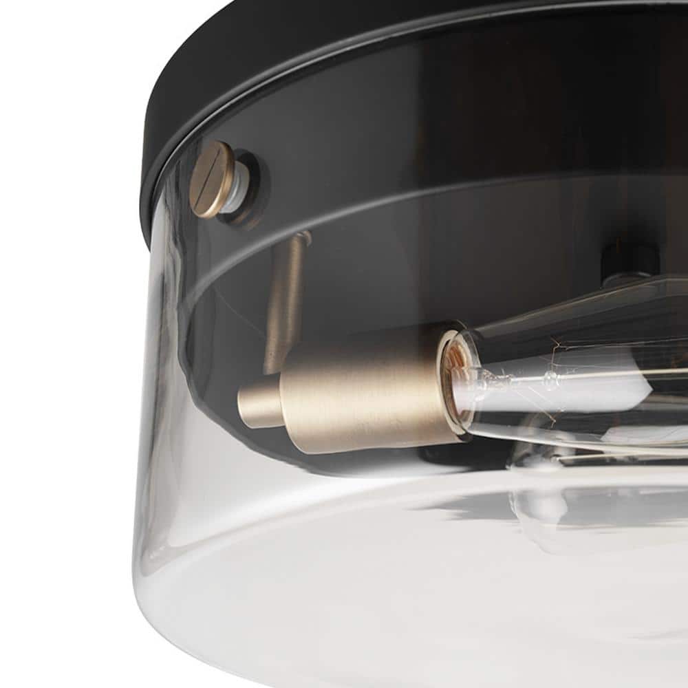 Modern Glam 13" Matte Black Glass Flush Mount Ceiling Light