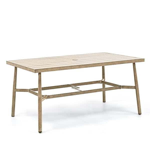 EGEIROSLIFE SleekLine Outdoor Aluminum Dining Table with Umbrella Hole