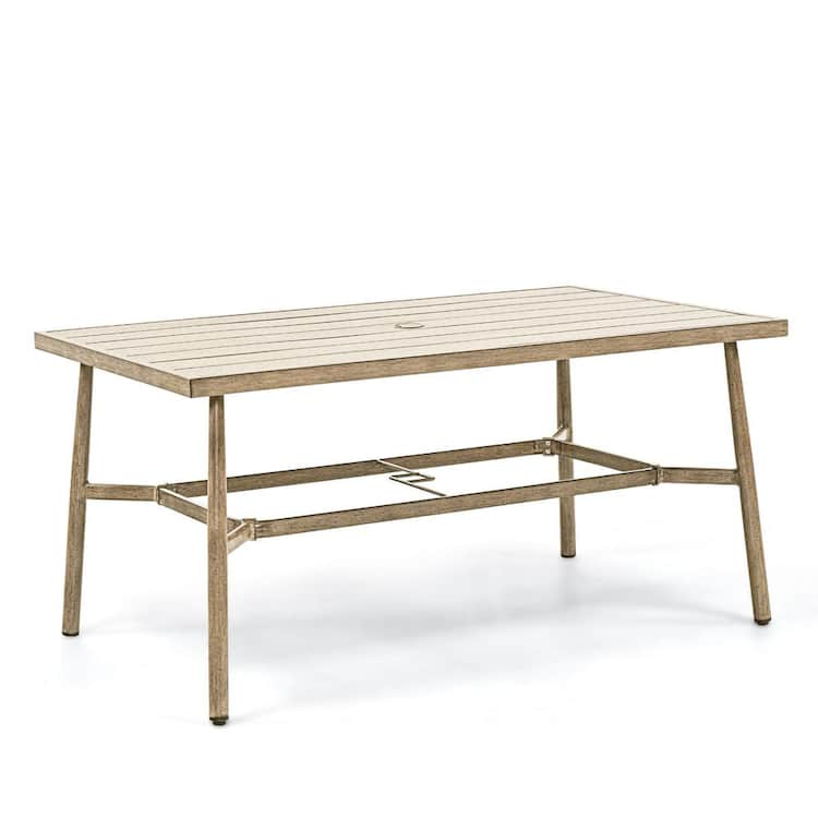 EGEIROSLIFE SleekLine Outdoor Aluminum Dining Table with Umbrella Hole