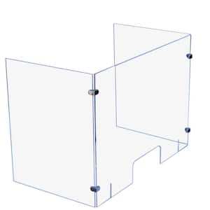 Sneeze Guard U-Shape 36 in. W x 36 in. L x 0.25 in. T Clear Acrylic Protection Shield Freestanding with Pass Through
