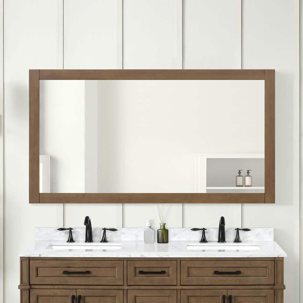 Home Decorators Collection Caville 60 in. W x 32 in. H Rectangular Framed Wall Mount Bathroom Vanity Mirror in Almond Toffee, Almond Latte