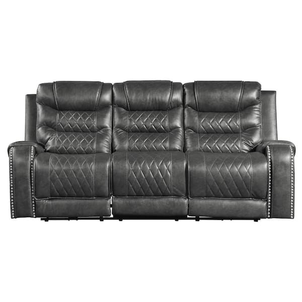 EVERGLADE HOME Bergen 86.5 in. Round Arm Microfiber Straight in Gray