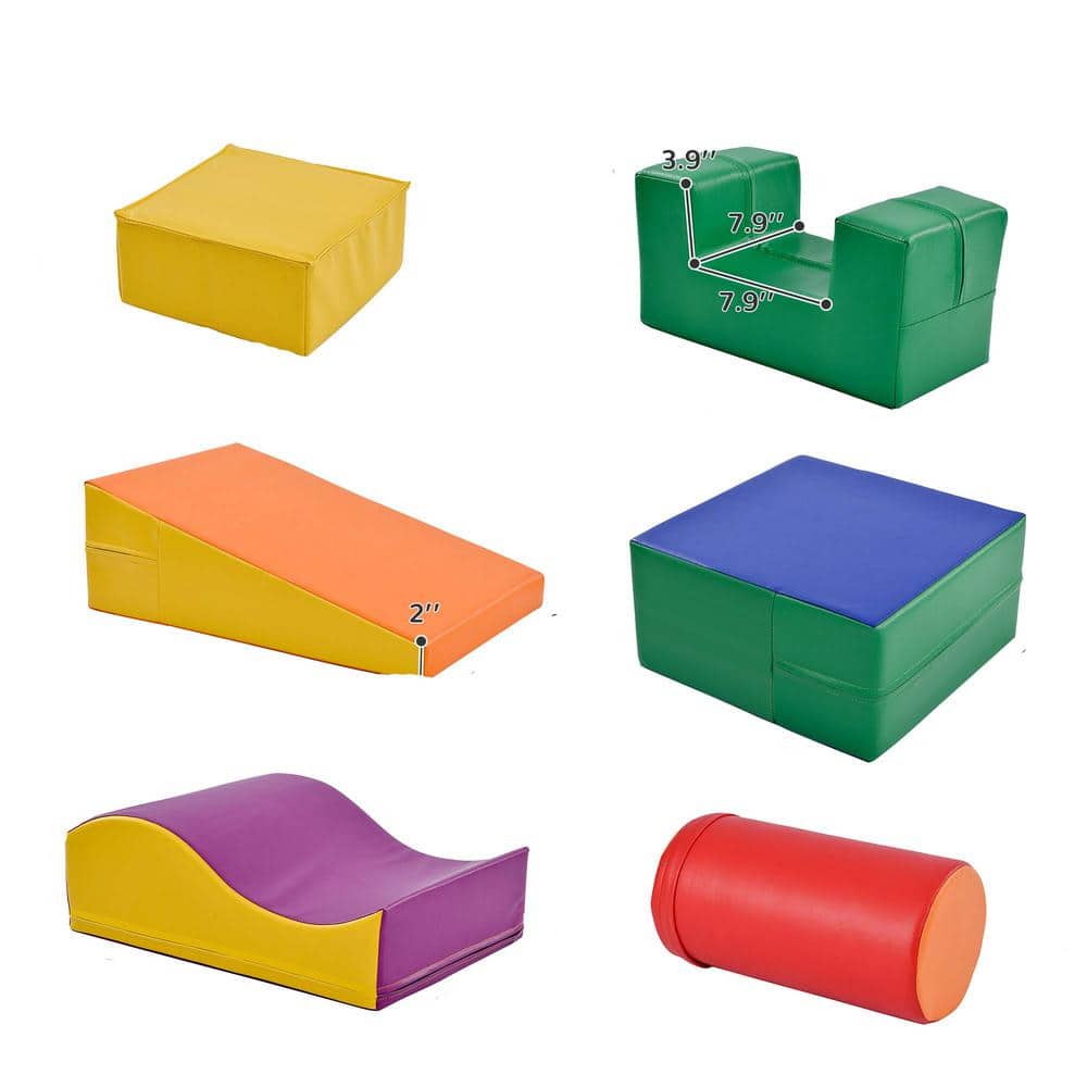 Colorful 6 in 1 Soft Climb and Crawl Foam Playset, Kids Crawling and Climbi
