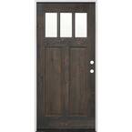 36 in. x 80 in. Craftsman Stained Ash Alder Left Hand Inswing Wood Prehung Front Door