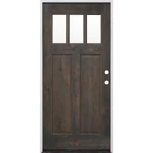 36 in. x 80 in. Craftsman Stained Ash Alder Left Hand Inswing Wood Prehung Front Door