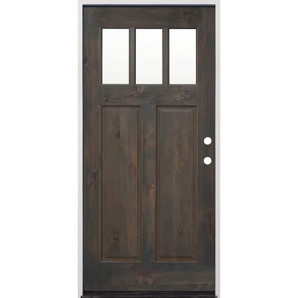 Pacific Entries 36 in. x 80 in. Craftsman Stained Ash Alder Left Hand Inswing Wood Prehung Front Door