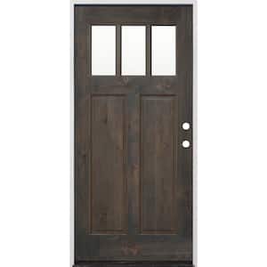36 in. x 80 in. Craftsman Stained Ash Alder Left Hand Inswing Wood Prehung Front Door with 6 Wall Series