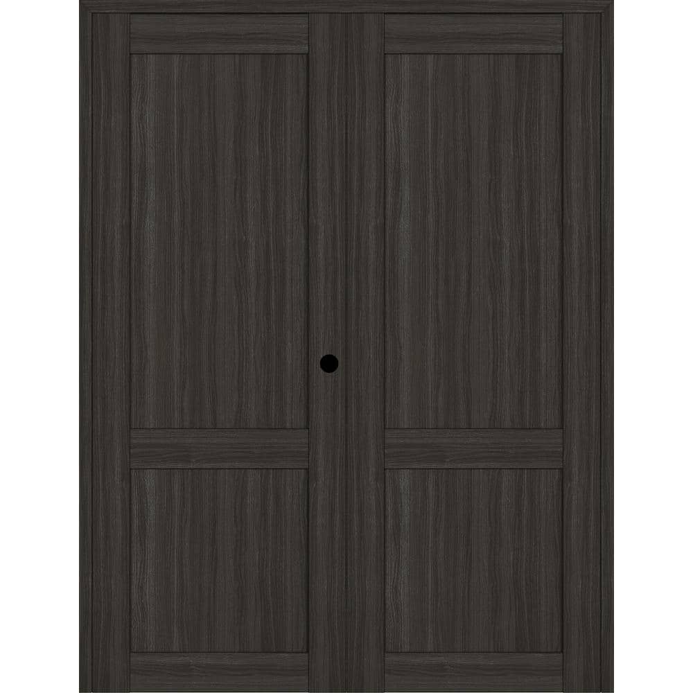 2-Panel Shaker 64 in. x 80 in. Left Active Gray Oak Wood Composite Solid Core Double Prehung Interior Door price history on PriceWatchPro