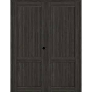 2-Panel Shaker 64 in. x 80 in. Left Active Gray Oak Wood Composite Solid Core Double Prehung Interior Door