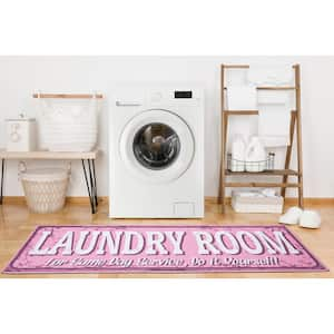 Laundry Collection Non-Slip Rubberback 2x5 Laundry Room Runner Rug, 20 in. x 59 in., Pink