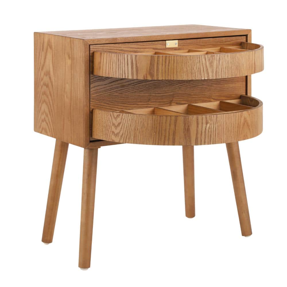 "Natural 2 Drawers 22.3"" Nightstand with Hidden Compartment and Rattan" price history on PriceWatchPro