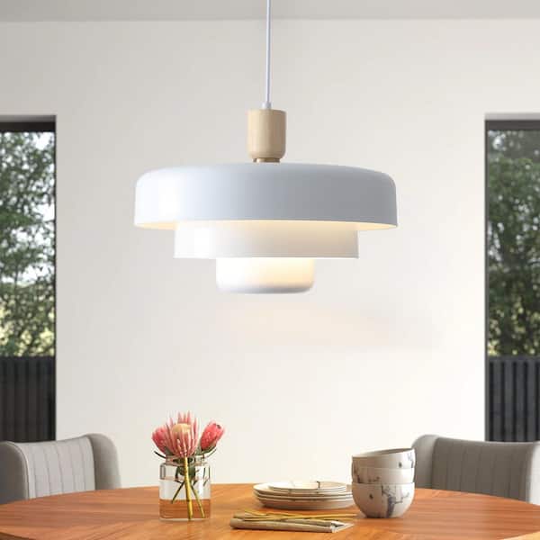 GoYeel 1-Light Nordic White 3-Tier Metallic Hanging Pendant Light