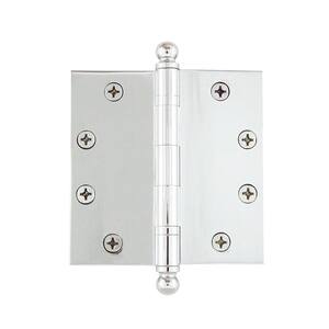 4.5 in. Ball Tip Heavy Duty Hinge with Square Corners in Bright Chrome