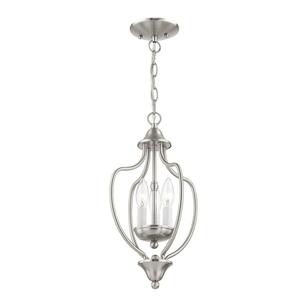 Mini 3-Light Brushed Nickel Pendant with Glass Shades