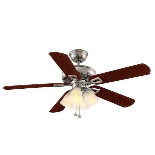 Hampton Bay Lyndhurst 52 in. Indoor Brushed Nickel Ceiling Fan with Light Kit