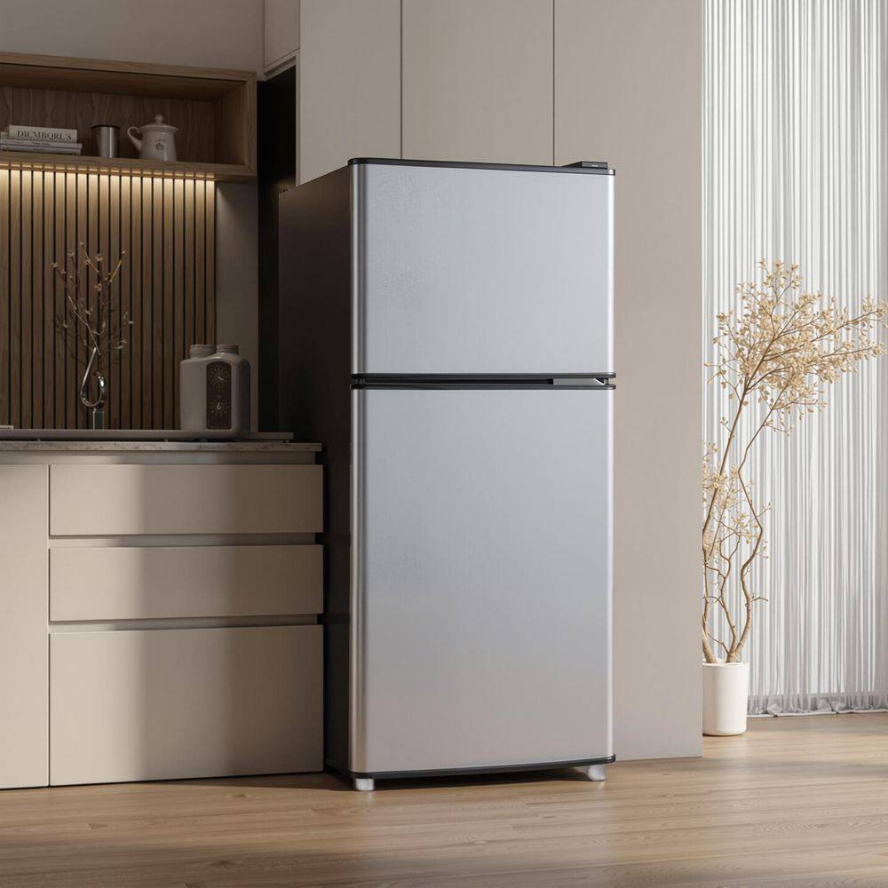3.5 Cu.Ft Mini Refrigerator in Silver with Freezer,Double Door Small Fridges,7 Level Thermostat,Energy Saving,Low Noise price history on PriceWatchPro