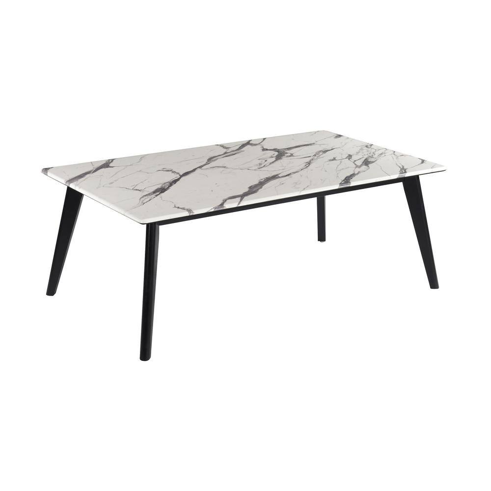 Black and White Rectangular Faux Marble Top Coffee Table
