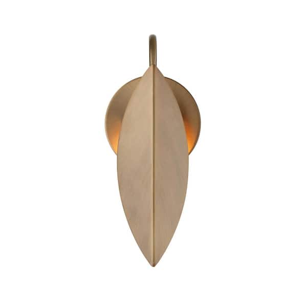 Eden 5.25 in. 1-Light Old Satin Brass Modern Wall Sconce with Metal Shield