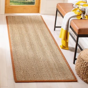 Natural Fiber Beige/Brown 3 ft. x 8 ft. Border Runner Rug