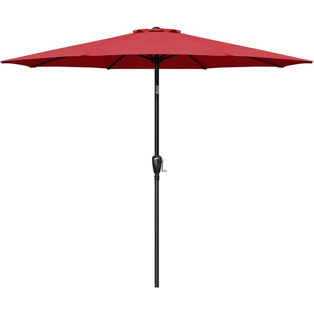 9 ft. Metal Outdoor Market Table Patio Umbrella with Button Tilt, Crank and