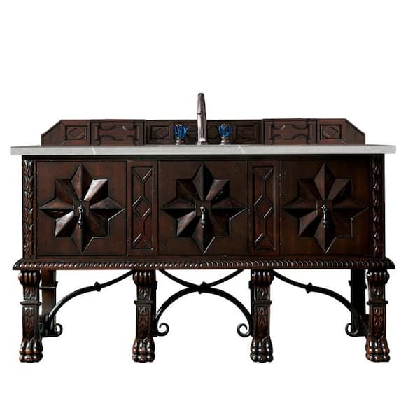 James Martin Vanities Balmoral 60 in. W x 23.5 in. D x 34 in. H Bathroom Vanity in Antique Walnut with Eternal Serena Quartz Top