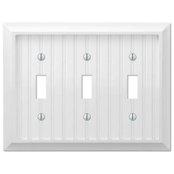 AMERELLE Cottage 3 Gang Toggle Composite Wall Plate - White
