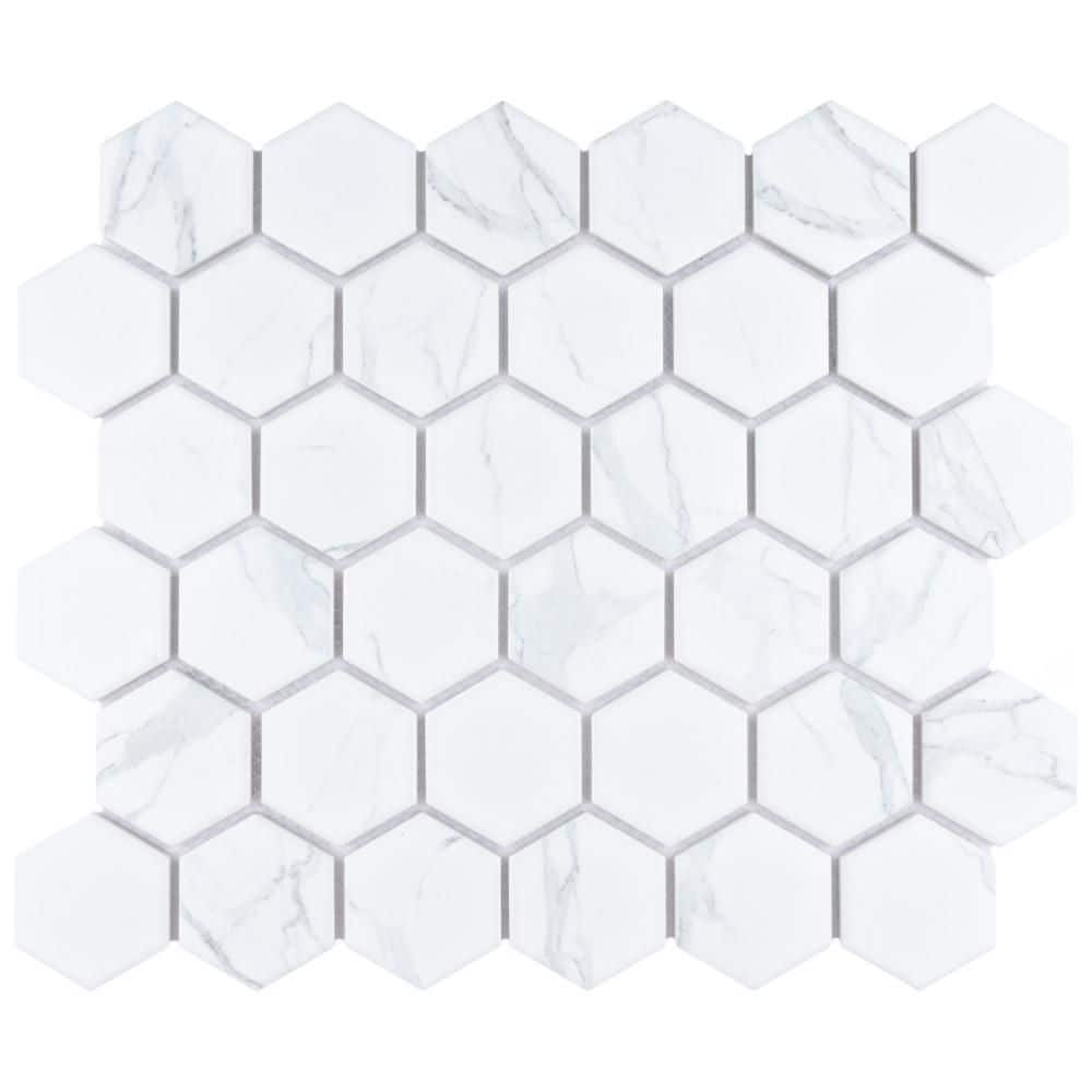 Carrione 2 in. Hex Matte Carrara 6 in. x 6 in. Porcelain Mosaic Take Home Tile Sample price history on PriceWatchPro