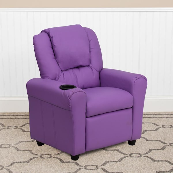 Flash Furniture Contemporary Lavender, Children S Leather Recliner With Cup Holder