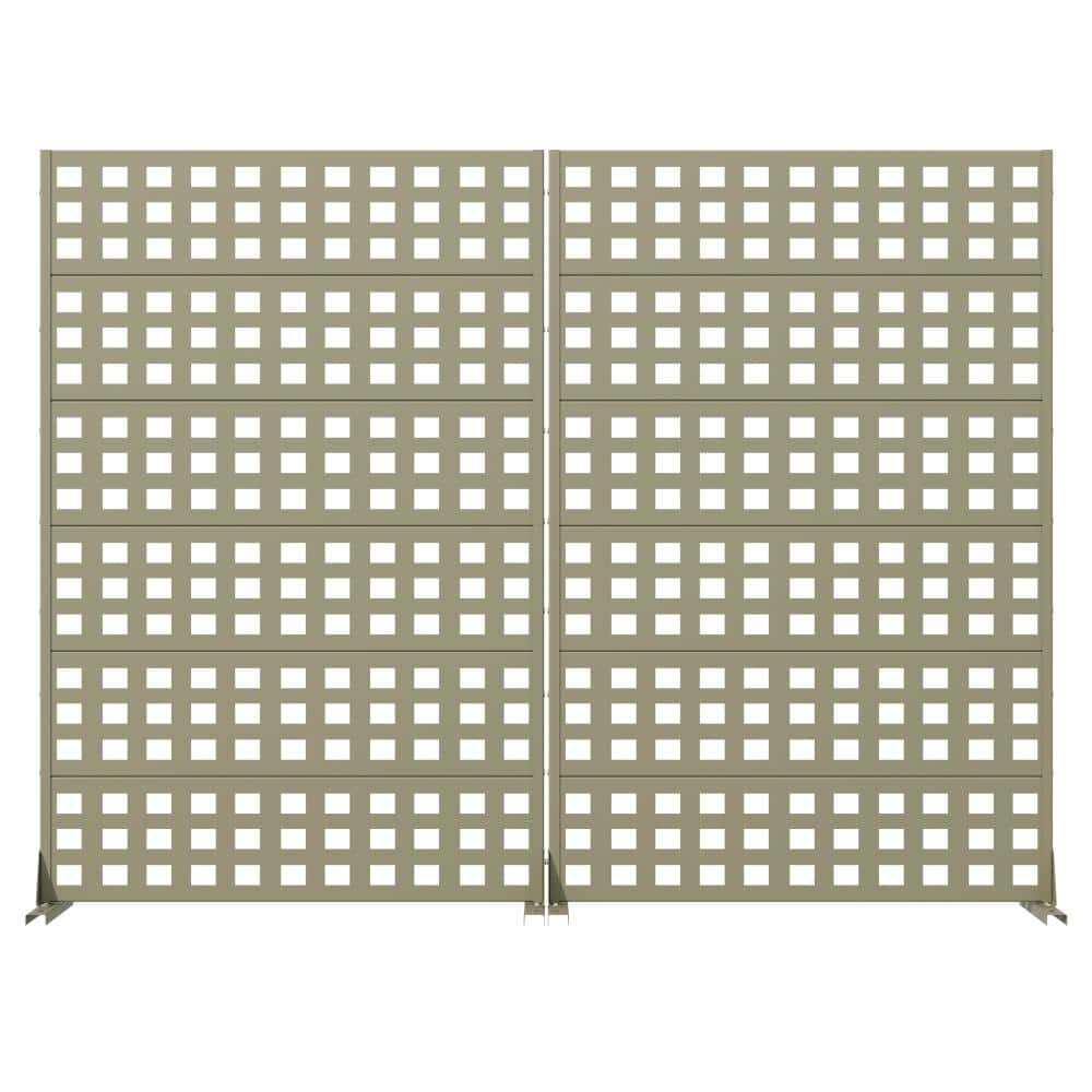 72 in. x 47 in. Olive Gray Metal Wall Sculptures Garden Fence Privacy Screen Garden Screen Panels Set for Patio price history on PriceWatchPro