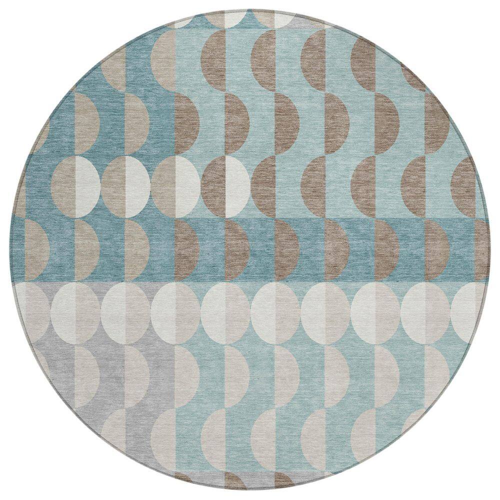 Chantille Machine Washable Indoor/Outdoor Abstract ACN2816 Teal 8 ft. x 8 ft. Round Rug price history on PriceWatchPro